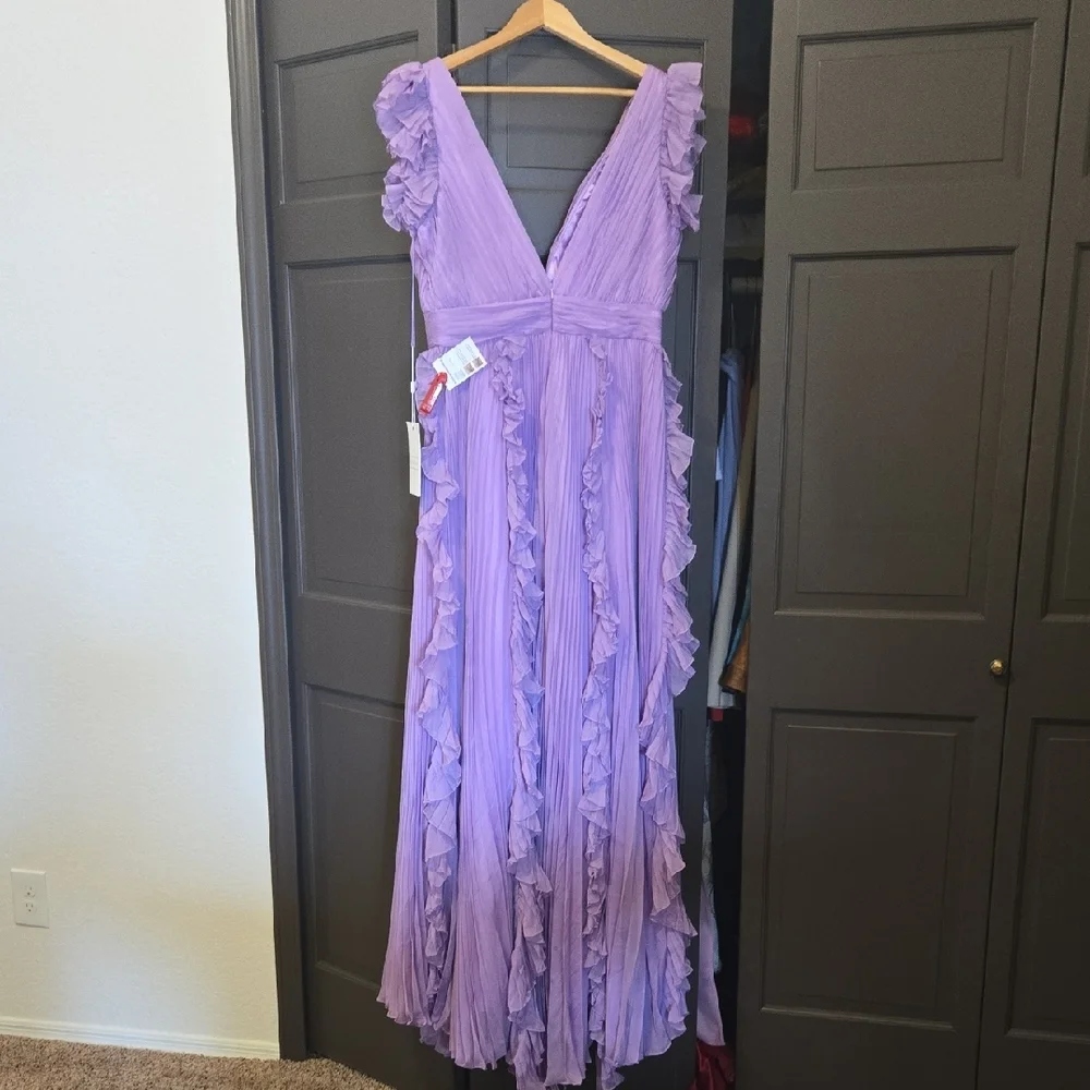 NWT Mac Duggal Lavender Ruffle Maxi Dress - Picture 6 of 15